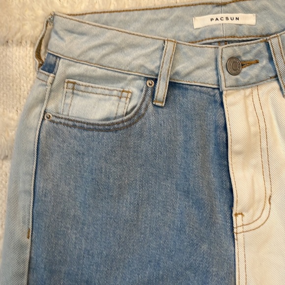 PacSun Eco hopper patchwork mom jeans high rise raw cut hem denim Womens size 24 - Picture 3 of 16